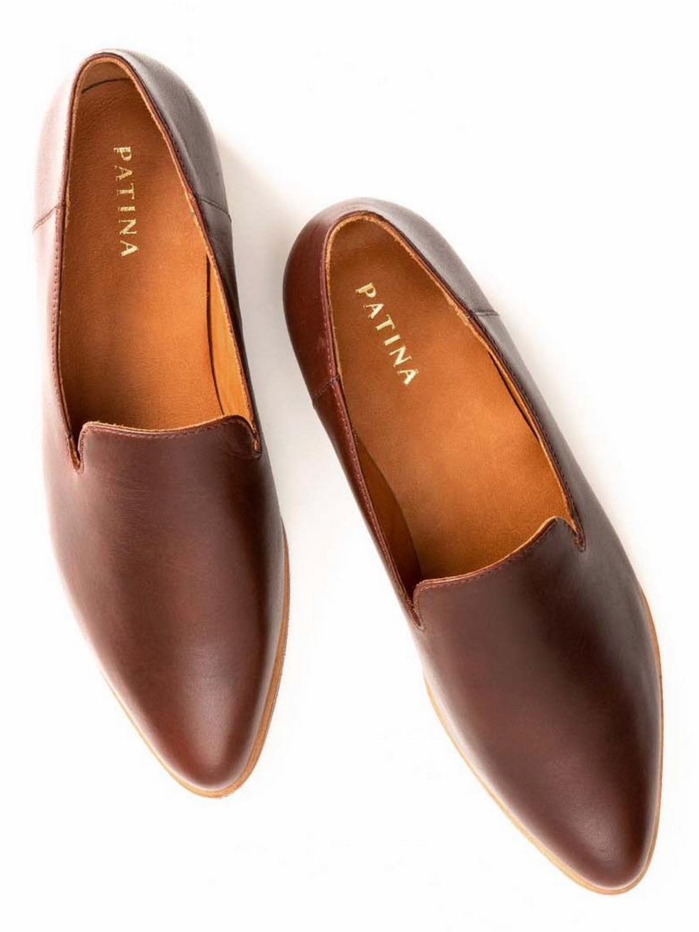 Portland leather patina slip on loafers with a pointy toe